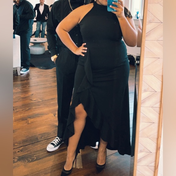 High Neck Split Bodycon Mermaid Evening Cocktail Long Dress - Picture 2 of 4